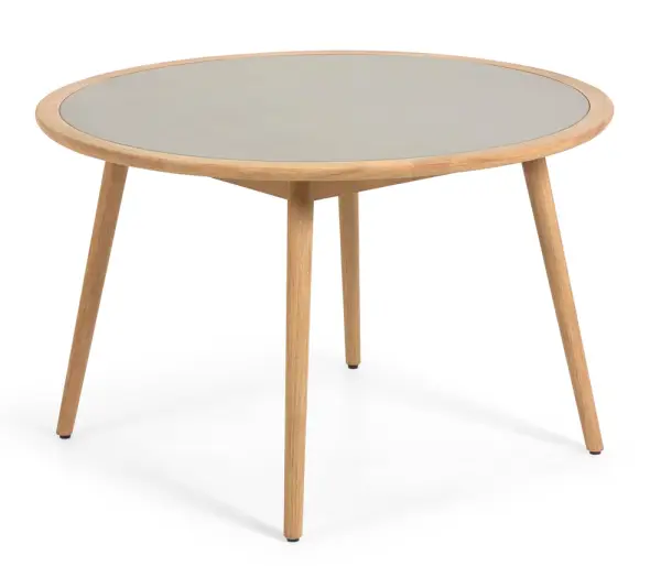Mesa de comedor redonda madera y cemento Nina