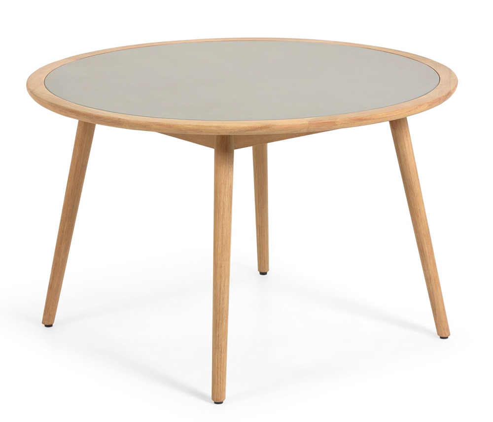 Mesa de comedor redonda madera y cemento Nina