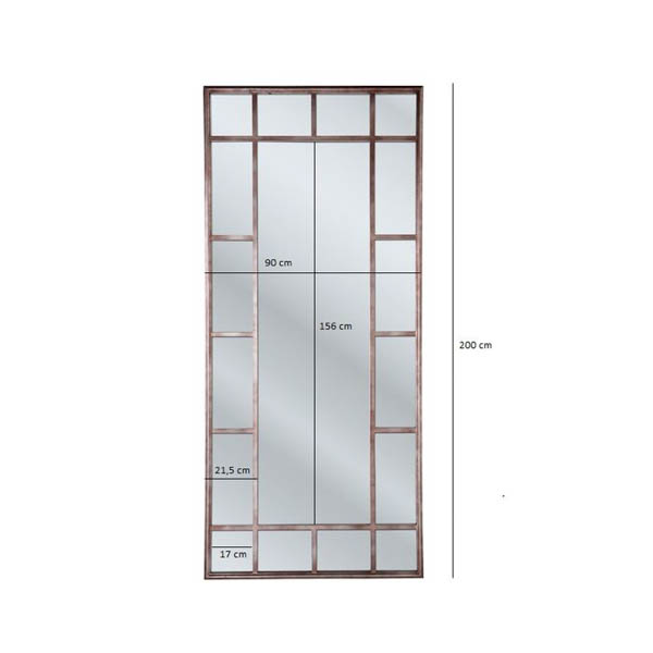 Espejo metal envejecido ventana 200x90