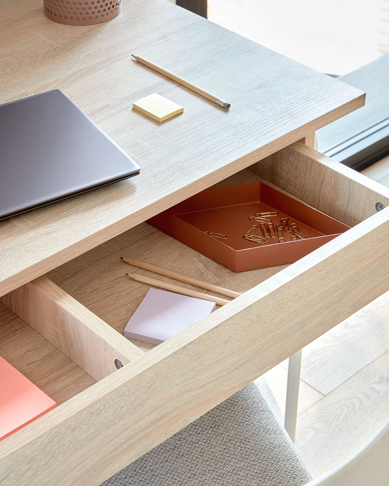 Mesa de escritorio acero blanco Yamina