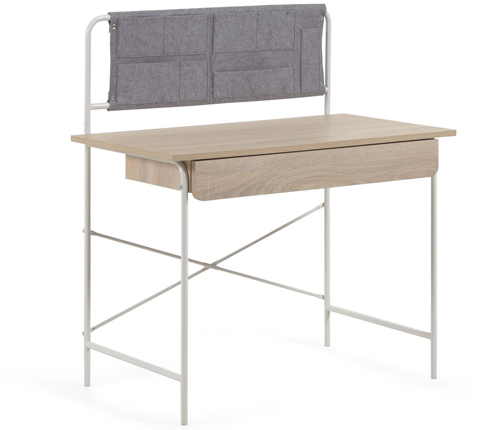 Mesa de escritorio acero blanco Yamina