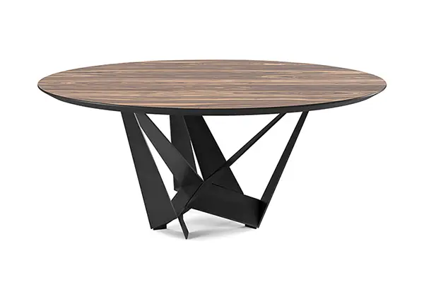 Mesa de comedor redonda Skorpio madera y metal de 160