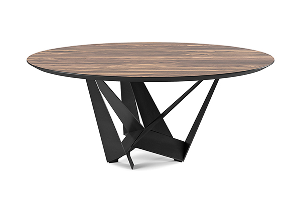 Mesa de comedor redonda Skorpio madera y metal de 160