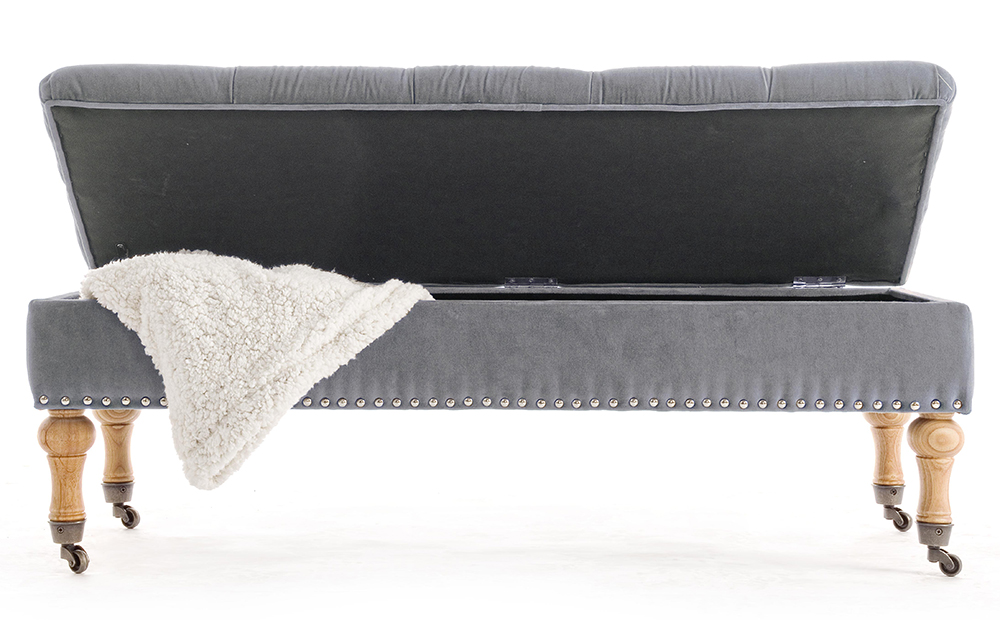 Banco vintage con almacenaje gris Arlette