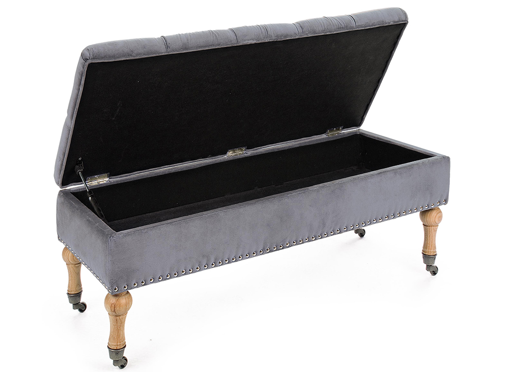Banco vintage con almacenaje gris Arlette