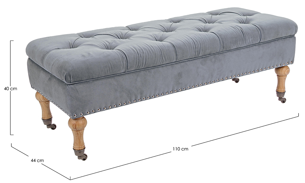 Banco vintage con almacenaje gris Arlette