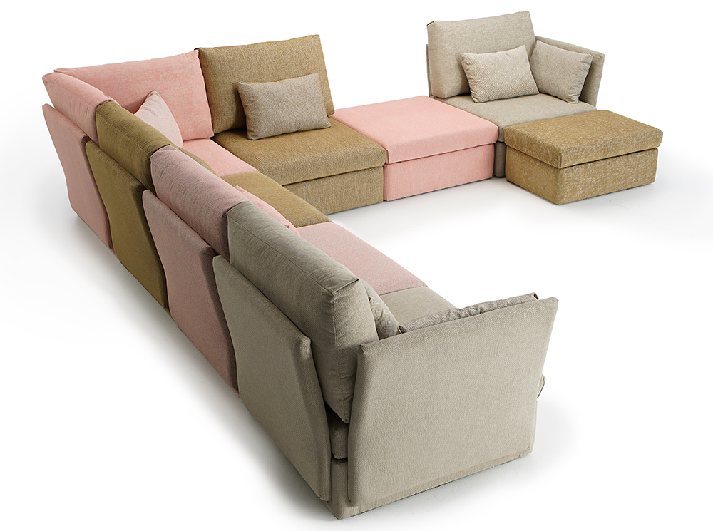 Sofá rinconero con pouf modular You and Me