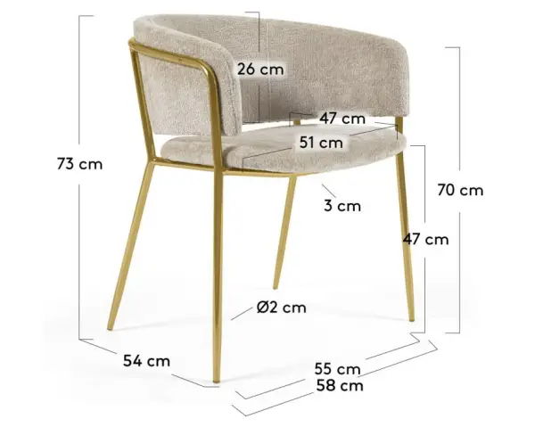 Sillón chenilla beige Runie