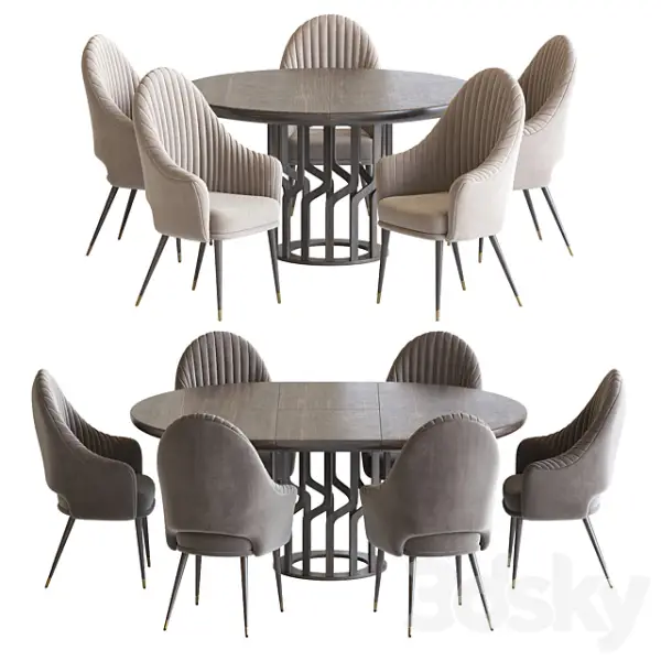 Mesa de comedor redonda extensible Intreccio Potocco