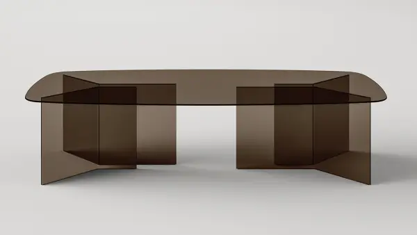 Mesa de comedor cristal esquinas redondeadas Thrim Tonelli