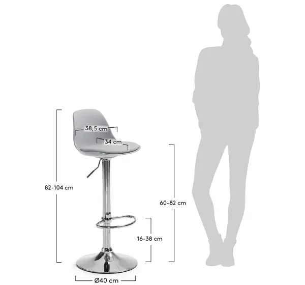 Taburete bar moderno Landor gris