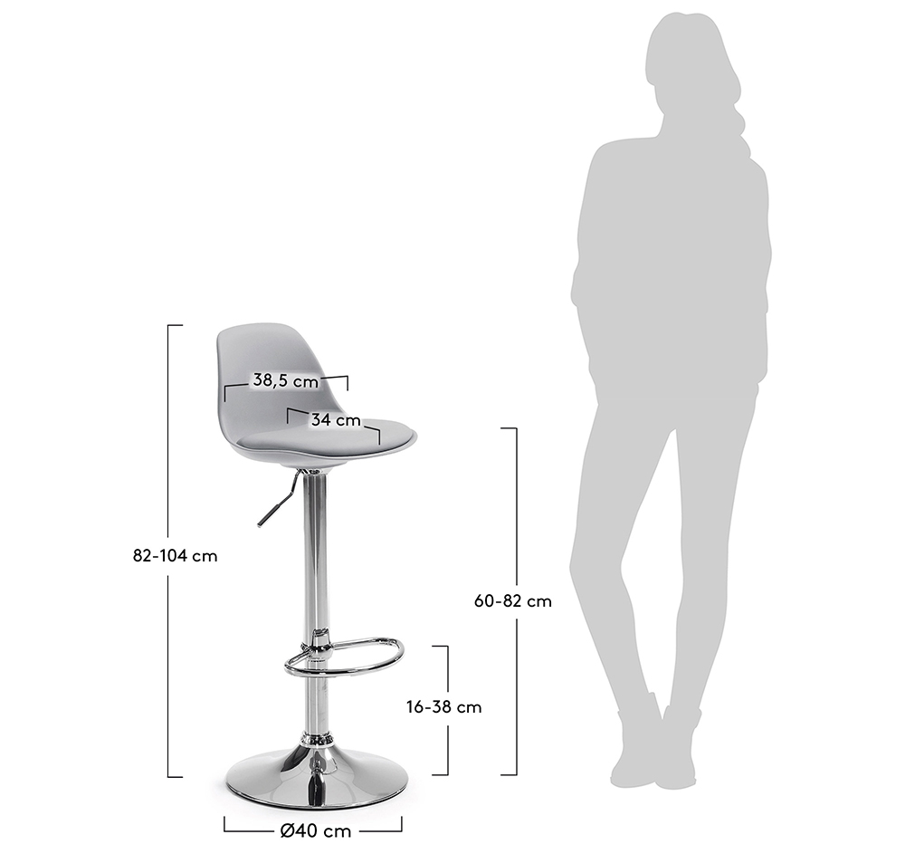 Taburete bar moderno Landor gris