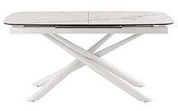 Mesa de comedor oval extensible porcelnica blanca 180 cms.