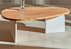 Mesa de centro fresno natural y lacado blanco Makalani