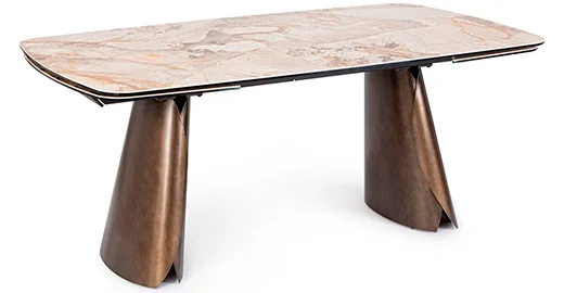 Mesa de comedor extensible porcelánico y metal Patagonia