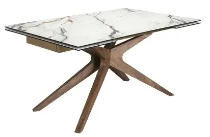 Mesa de comedor extensible nogal y porcelánico Nerium