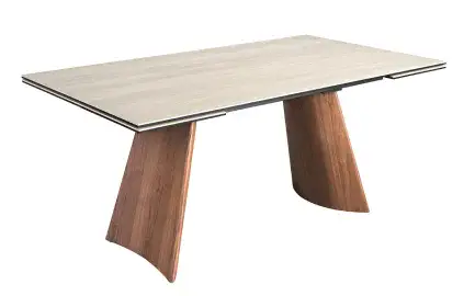 Mesa de comedor extensible rectangular porcelánico y metal Auralis