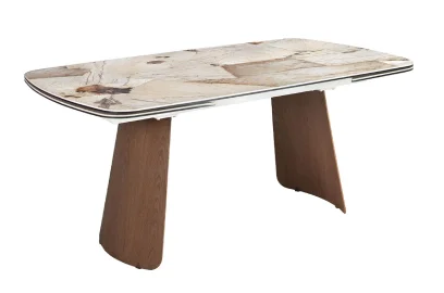 Mesa de comedor extensible nogal y porcelánico Vexmara Mesa de comedor extensible nogal y porcelánico Vexmara