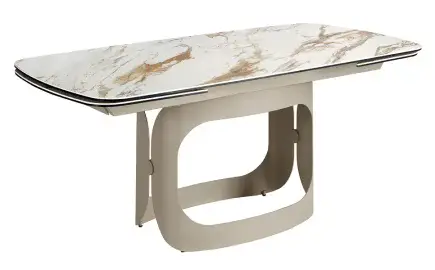 Mesa de comedor extensible ovalada porcelánico y metal Boreal