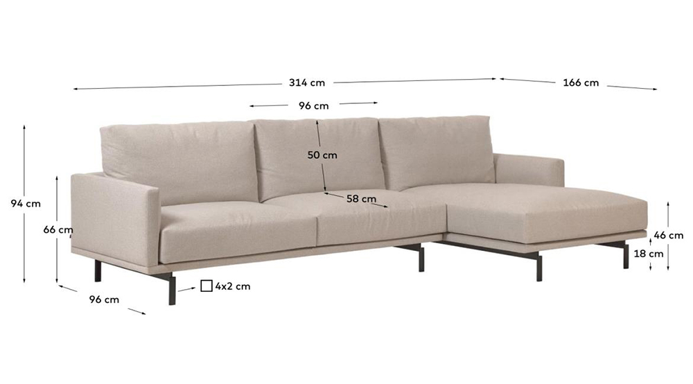 Sofá con chaise longue derecha Galene
