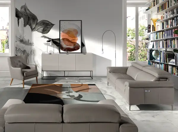 Butaca clásica piel gris Esino