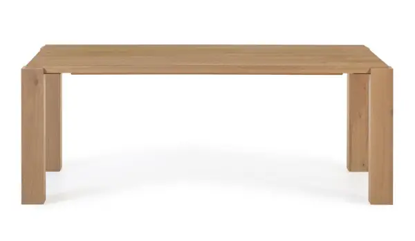 Mesa comedor de chapa de roble y patas de madera de roble