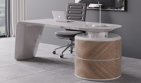 Mesa de escritorio nogal y blanco 2 puertas Kaniver