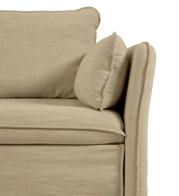 Sofá cama tapizado beige patas de madera natural Tanit