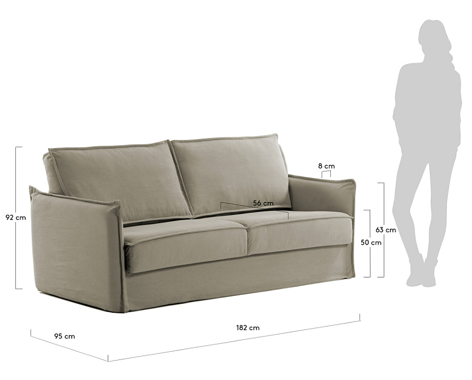 Sofá cama tapizado beige sistema italiano Samsa