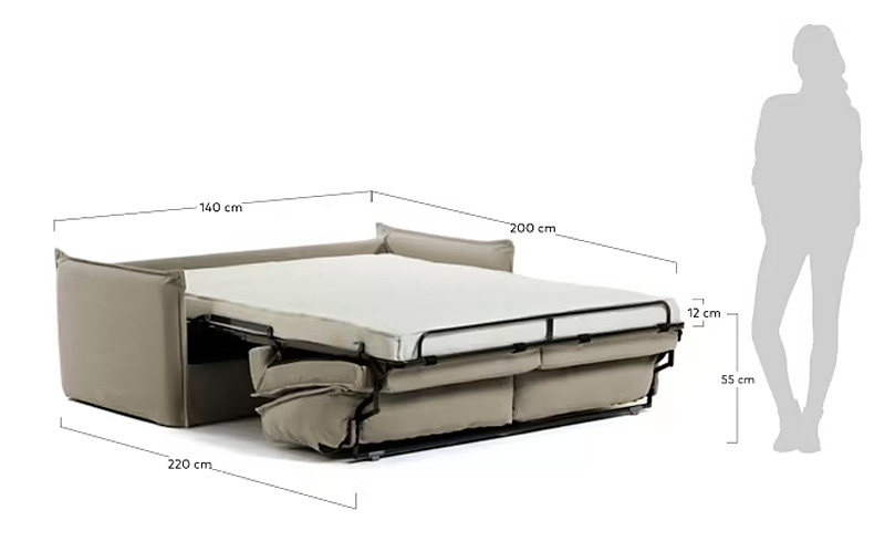 Sofá cama tapizado beige sistema italiano Samsa