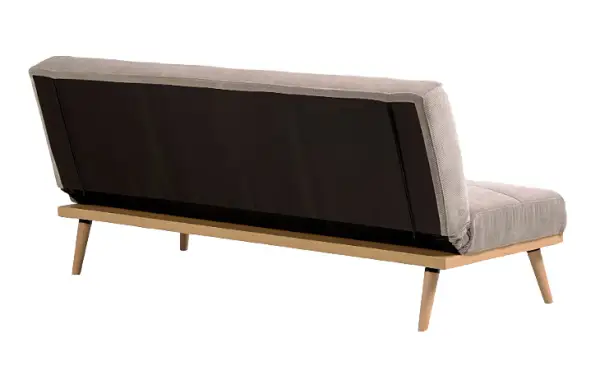 Sofá cama tapizado gris reclinable patas de madera natural Nirit