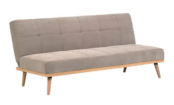 Sofá cama tapizado gris reclinable patas de madera natural Nirit