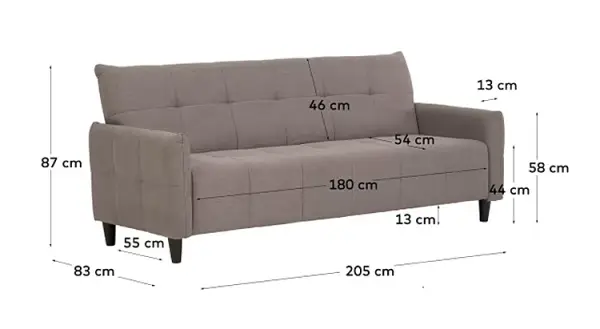 Sofá cama gris reclinable con cajón Nury