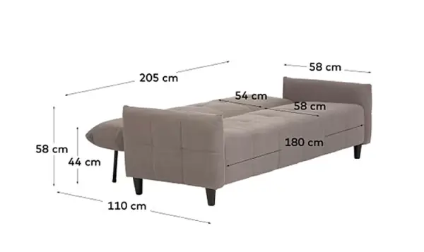 Sofá cama gris reclinable con cajón Nury