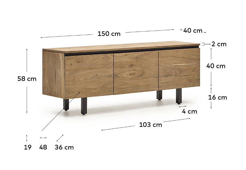 Mueble TV madera maciza de acacia Uxue