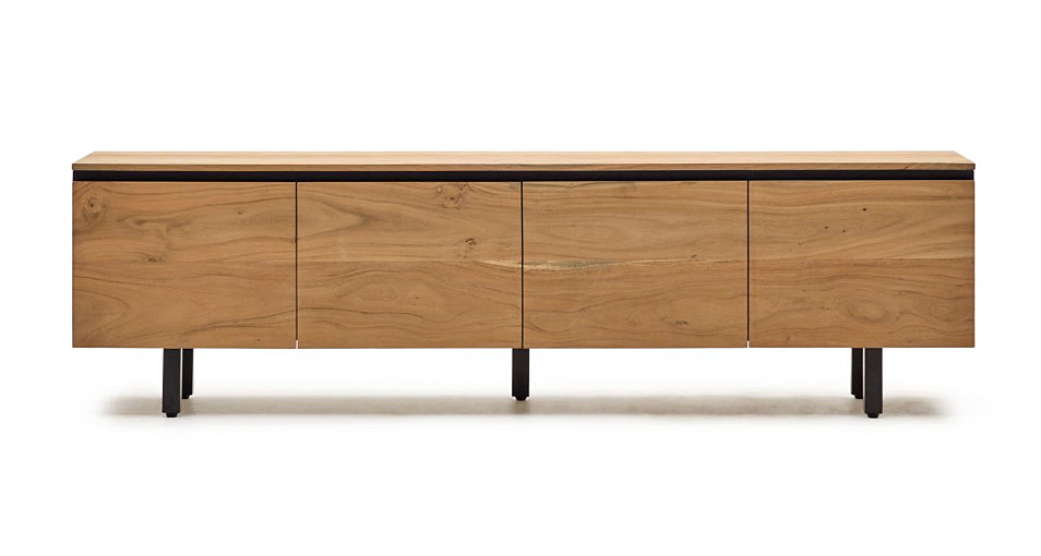 Mueble TV 4 puertas madera maciza de acacia Uxue