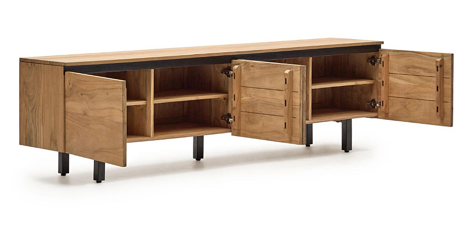 Mueble TV 4 puertas madera maciza de acacia Uxue