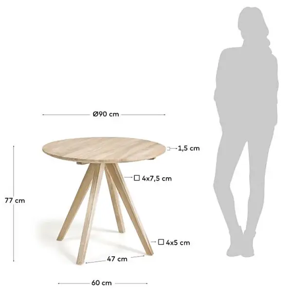 Mesa redonda madera maciza teca Maial