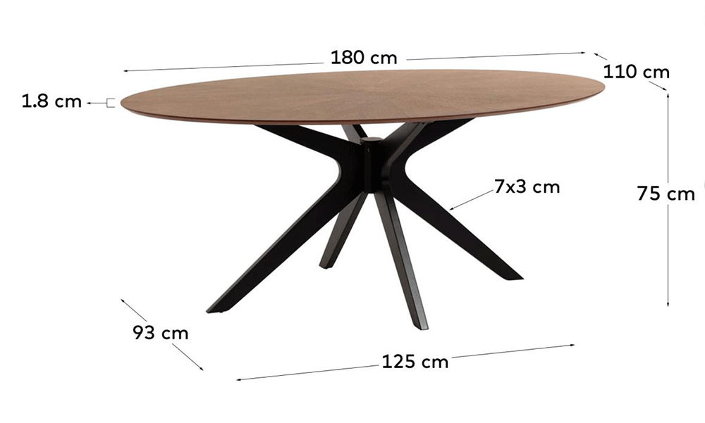 Mesa chapa natural de nogal Nina