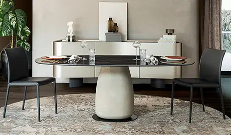 Mesa de comedor pequeña keramik biscuit Botero Cattelan