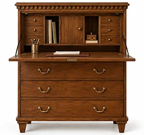 Bureau clásico Verona de madera de cerezo con escritorio abatible