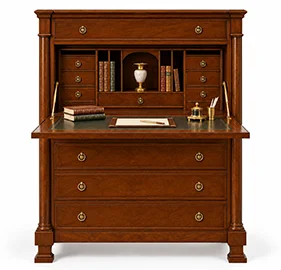 Bureau clásico Imperio de madera de cerezo con escritorio abatible Bureau clásico Imperio de madera de cerezo con escritorio abatible