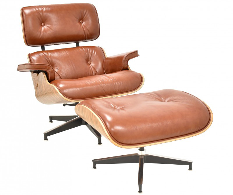 Sillón con reposapies palisandro relax piel marrón