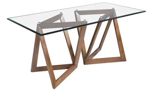 Mesa de comedor cristal y nogal Cayuga