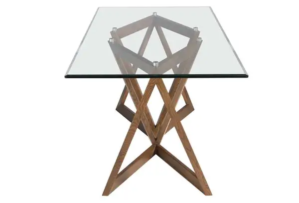 Mesa de comedor cristal y nogal Cayuga