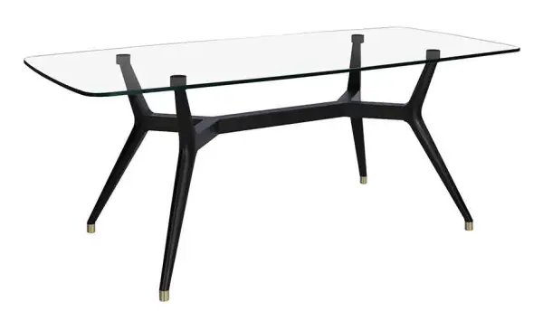 Mesa de comedor wengué y cristal Broome
