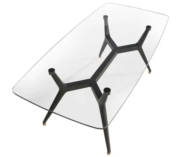 Mesa de comedor wengué y cristal Broome