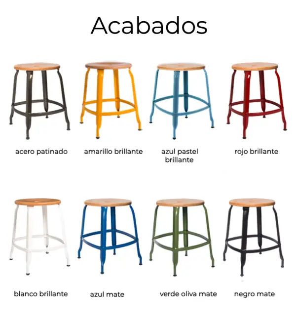 Taburete con asiento de madera 60 Arietta
