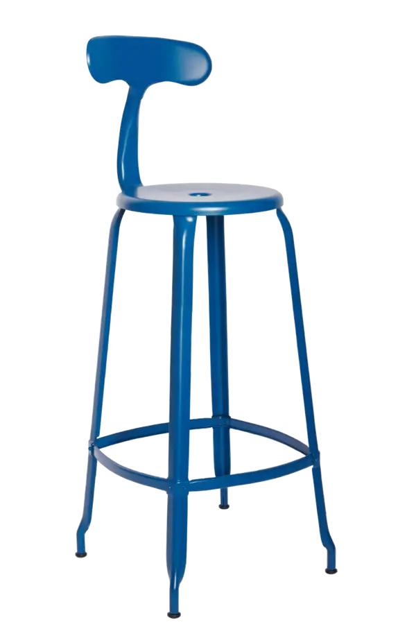 Taburete con asiento de cuero respaldo 80 Aretta