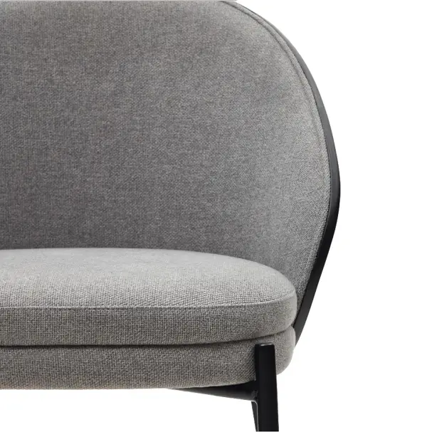 Silla trasera de fresno negro tapizada en gris pata metálica negra Eamy